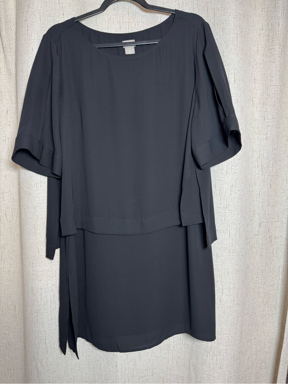 Chico's Black Layered Midi Dress Sleeveless Size 2 (12/14) Large